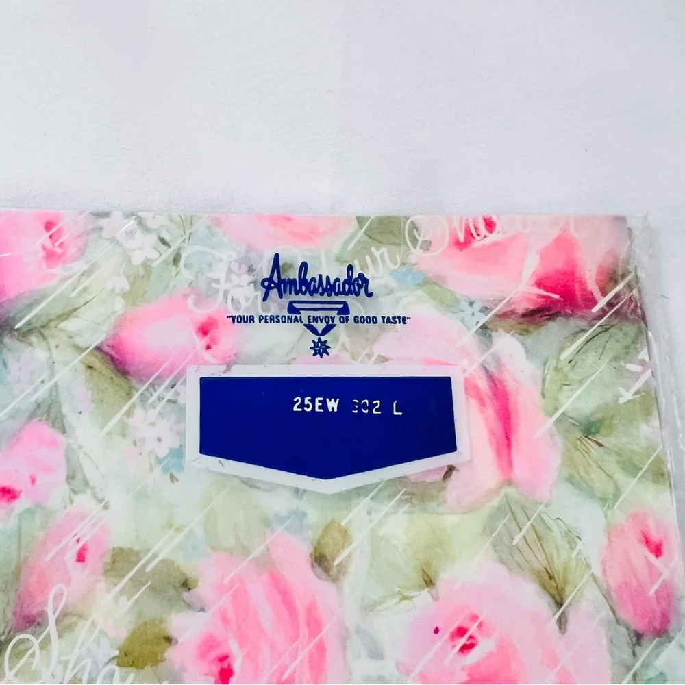 Vintage New Old Stock Hallmark Pink Floral For Your Shower Gift Wrap Sheets